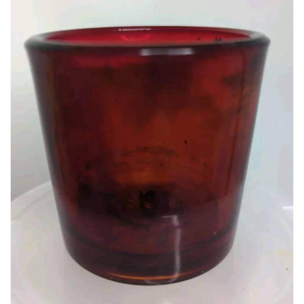 Vtg. Noah's Ark Votive Candle Holder By Dayton. ‎ 24k Gold Finish with Red Glass